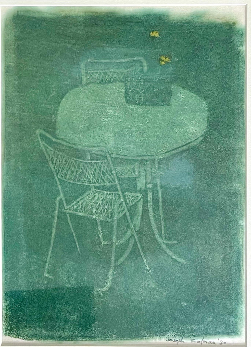 Monotype Print Painting Garden Scene Table Chair Joseph Solman American Art WPA