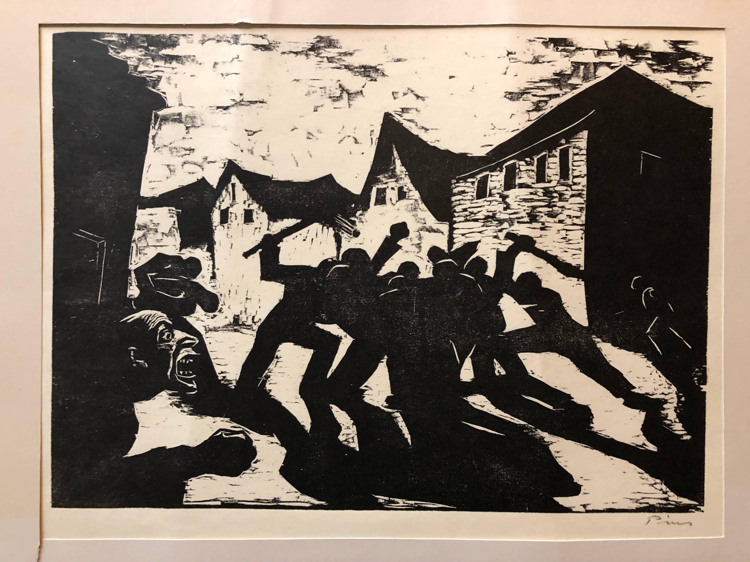 German Expressionist Woodcut Print Pencil Signed israeli Jerusalem Jacob Pins