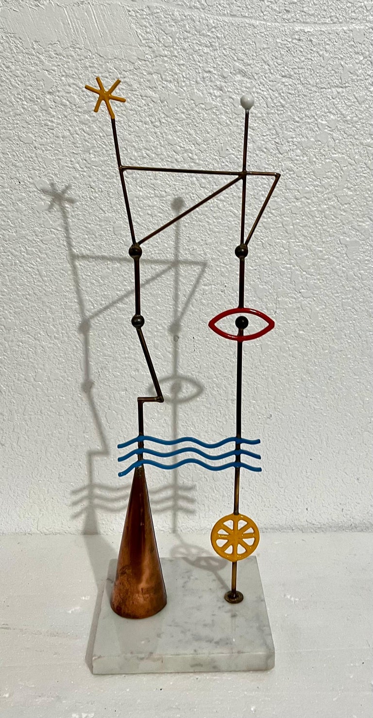 Abstract Australian Post Modernist Sculpture Peter D. Cole Metal, Enamel, Marble