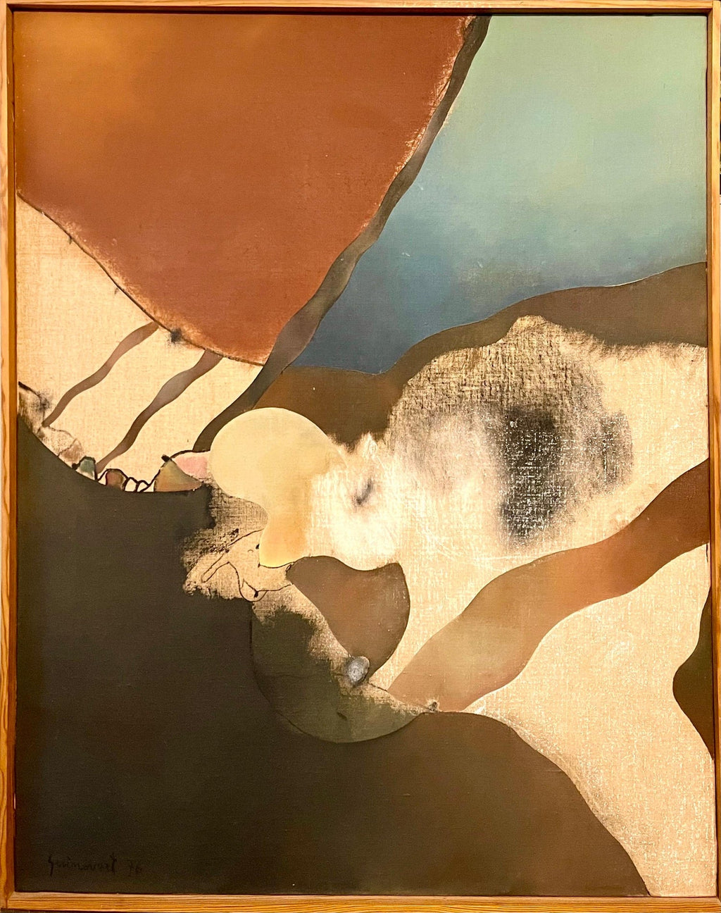 Cuban Art Abstract Oil Painting Latin American 1970's Abstraction String Series