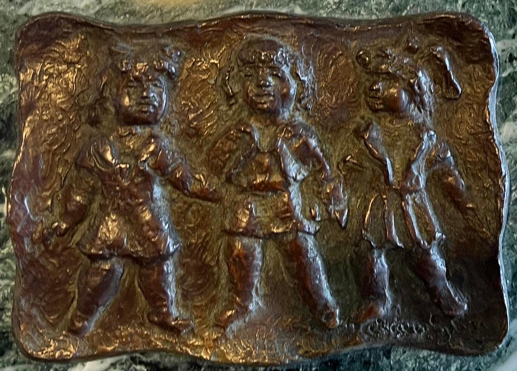 Three Girls Bronze Relief Sculpture Plaque Chaim Gross Modernist WPA Era Artist