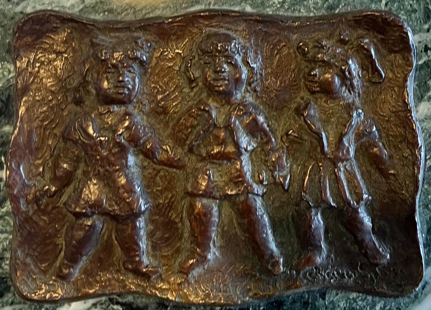Three Girls Bronze Relief Sculpture Plaque Chaim Gross Modernist WPA Era Artist