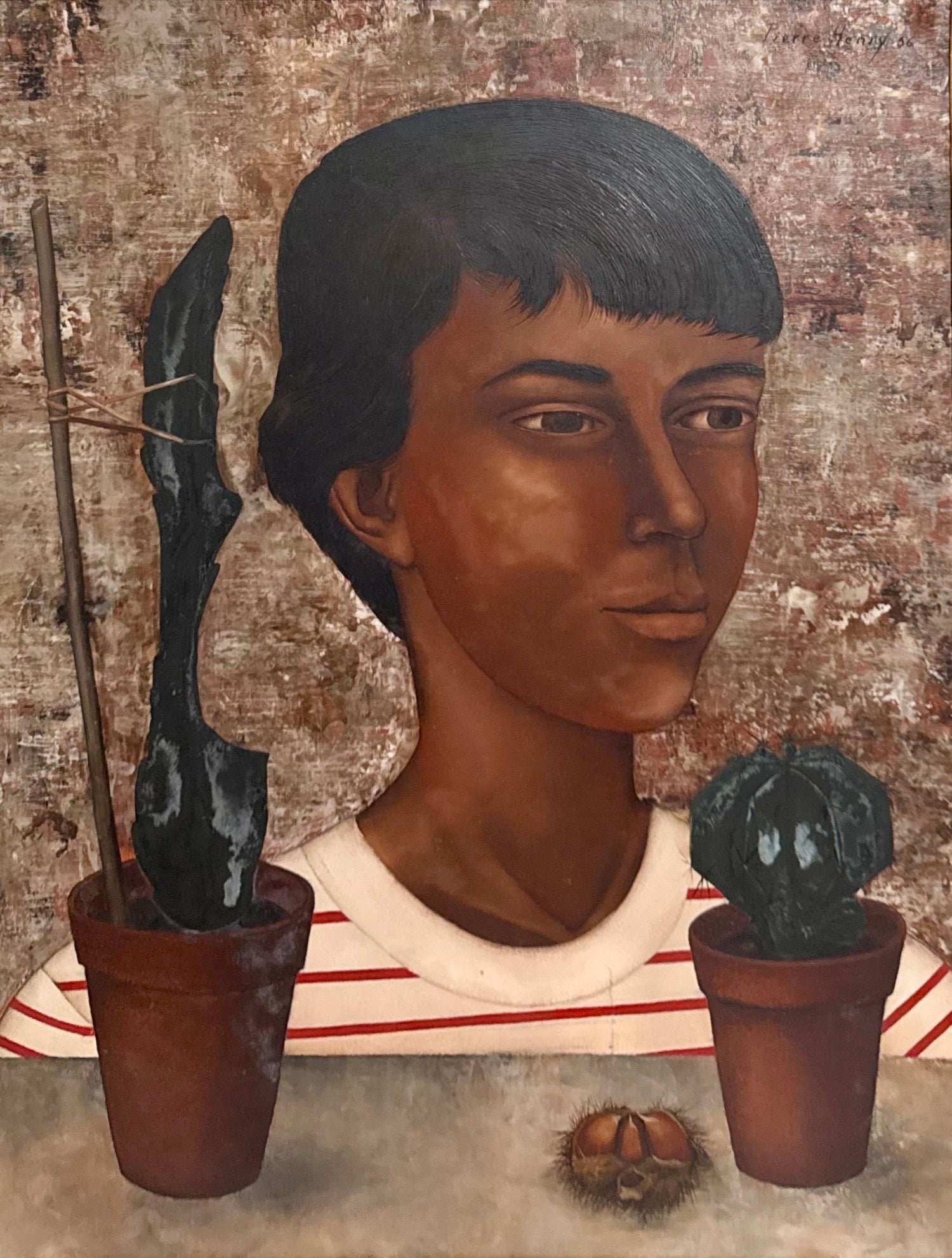 Modernist Surrealist French Expressionist Oil Painting Moody Boy Pierre Henry