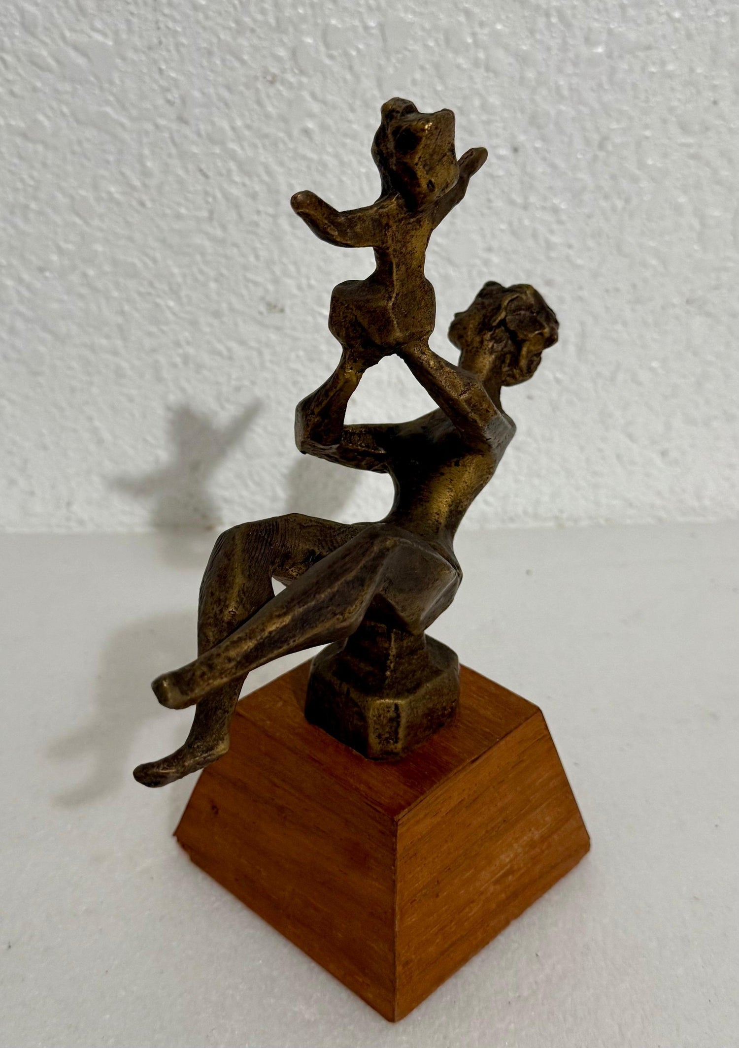 Chaim Gross Mid Century Mod Bronze Sculpture Mother and Baby Playing WPA Artist