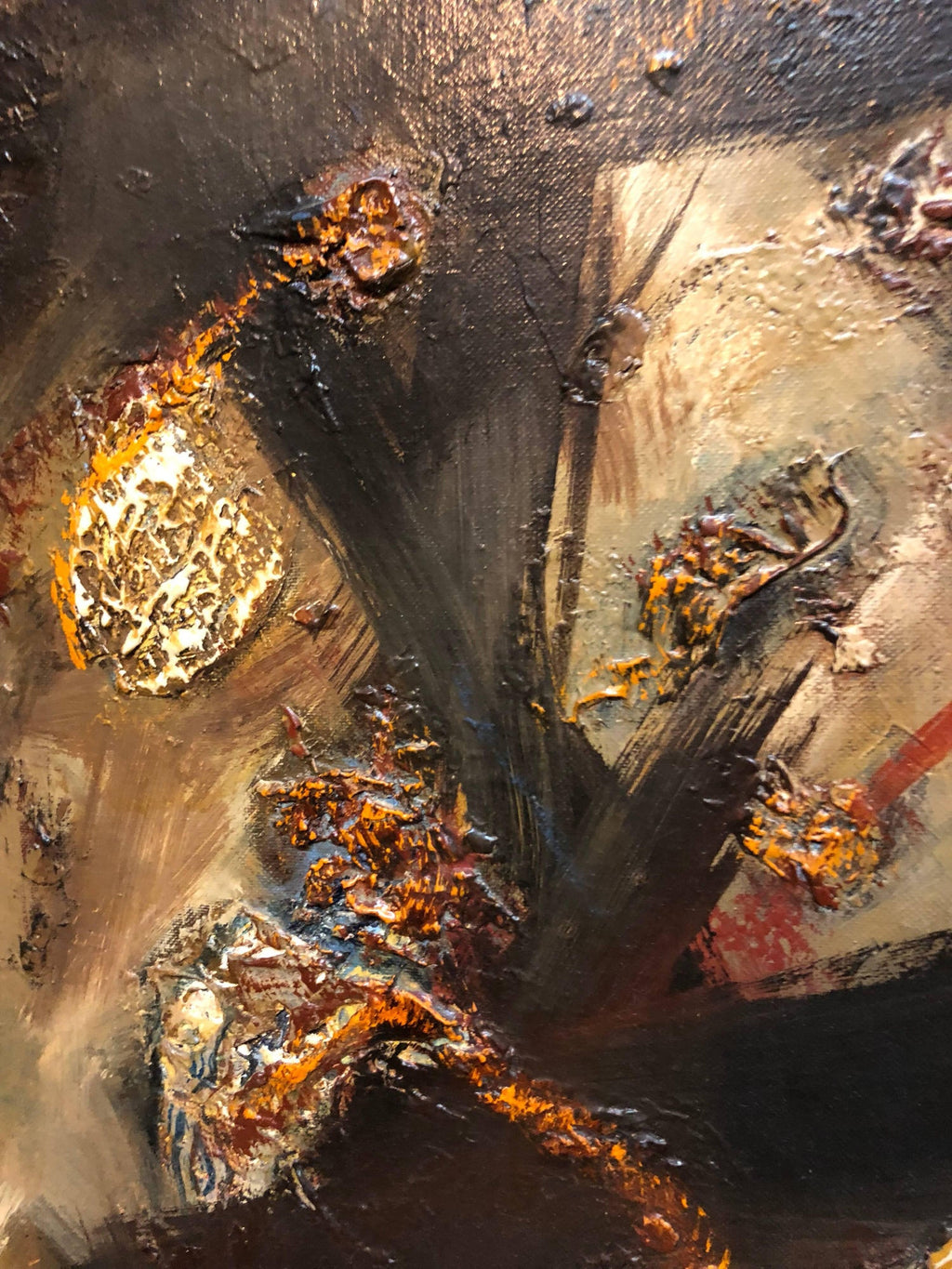French Gestural Abstract Expressionist Textured Oil Painting