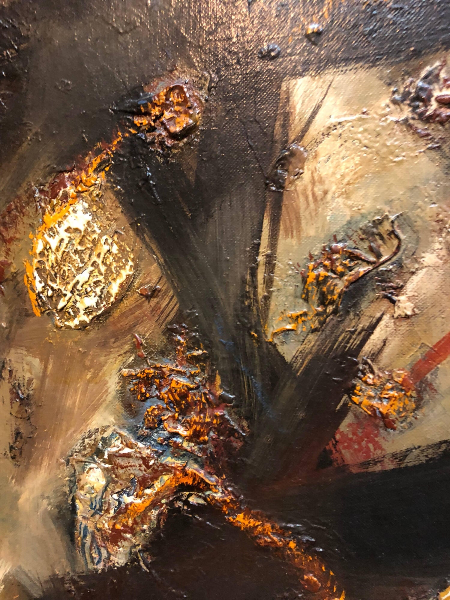 French Gestural Abstract Expressionist Textured Oil Painting
