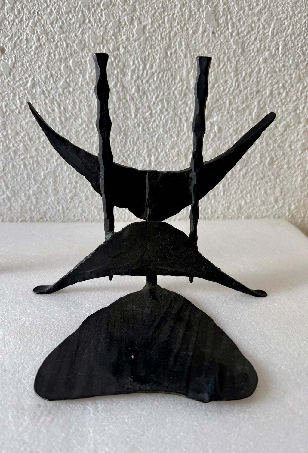 Modernist Brutalist Hand Forged Iron Bookends Sculpture Israeli David Palombo