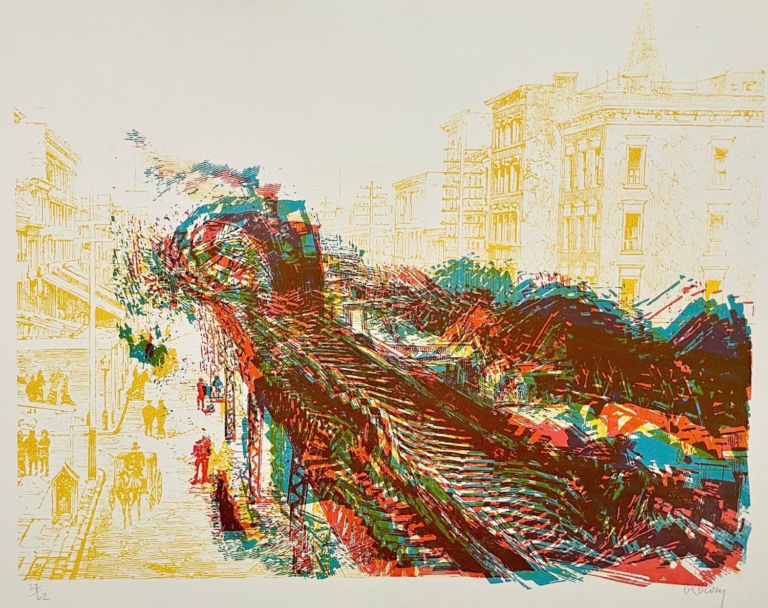 Limited Edition Architecture Kinetic Op Art Screen Print Lithograph Pol Bury