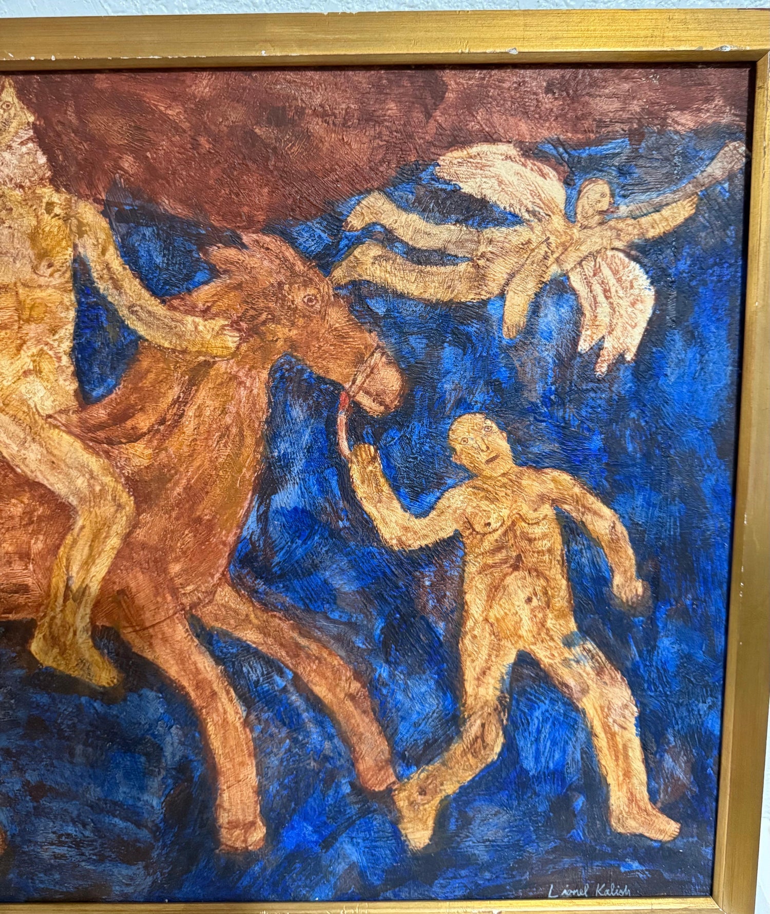 Surrealist Oil Painting Circus Horse Scene Lionel Kalish Fantasy Scene New York