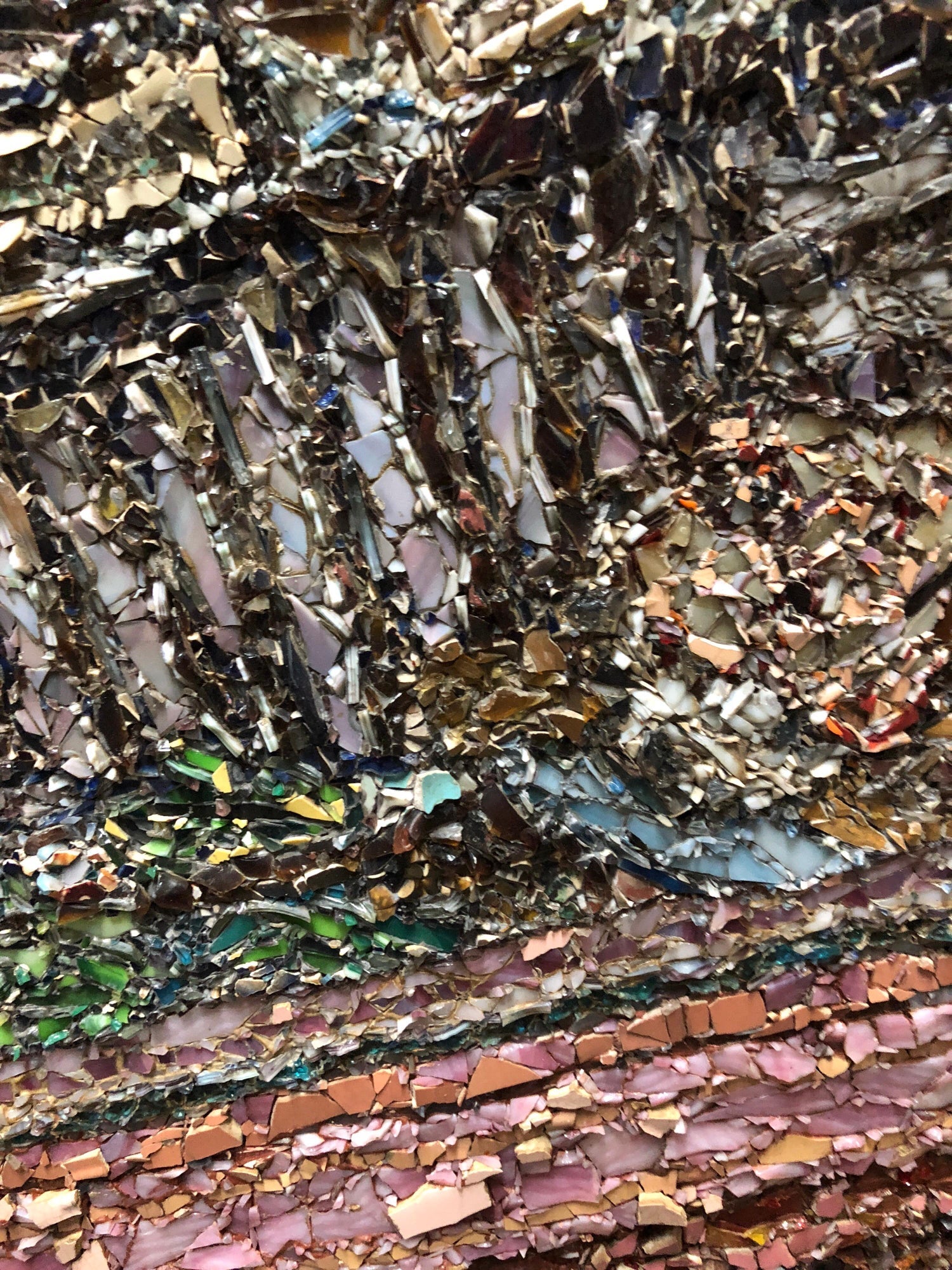Large American Folk Art Masterpiece Glass Mosaic Sculpture Painting Wall Hanging