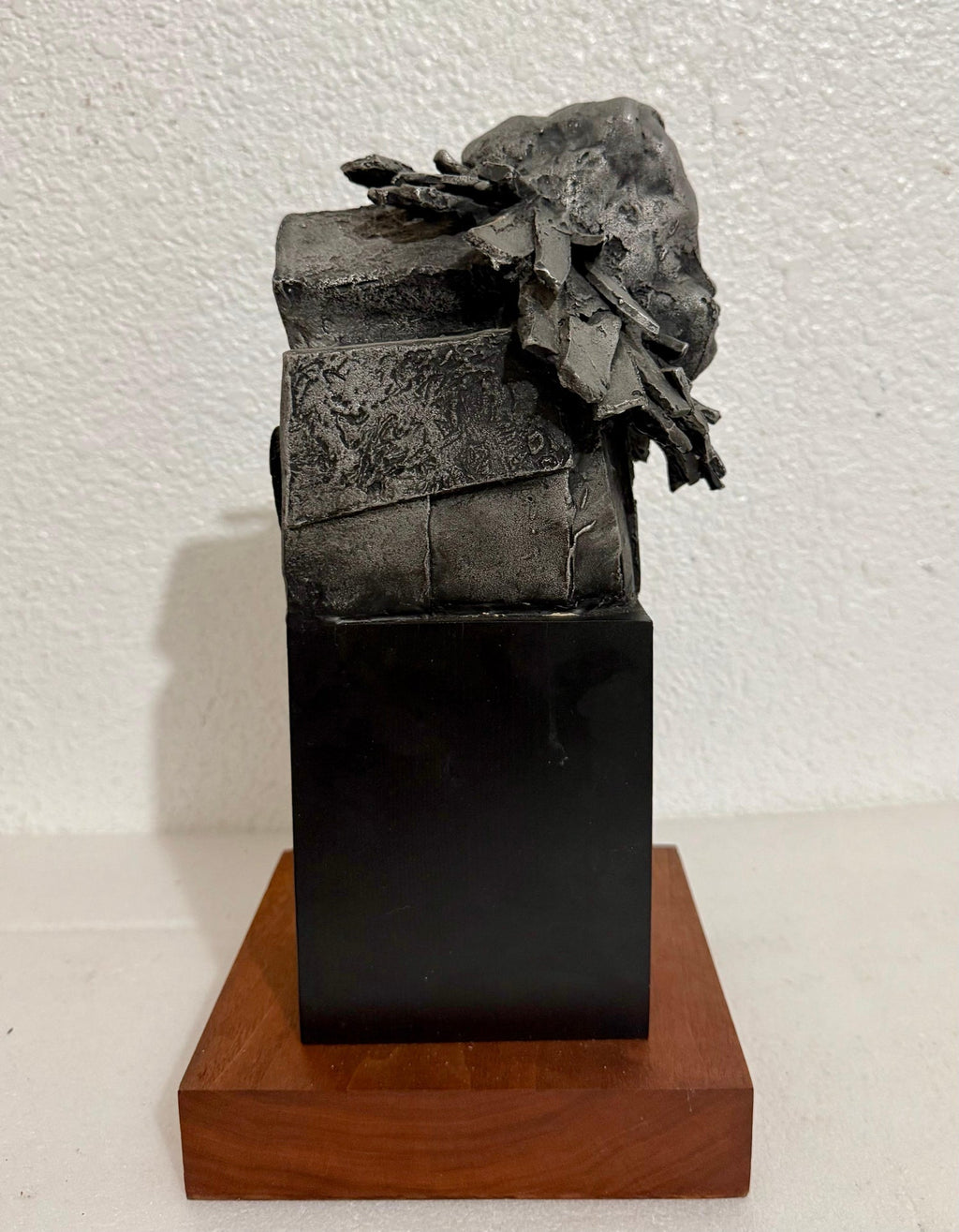 French Naif Modernist Sculpture In Metal Brutalist Head of Woman Valerie Hadida