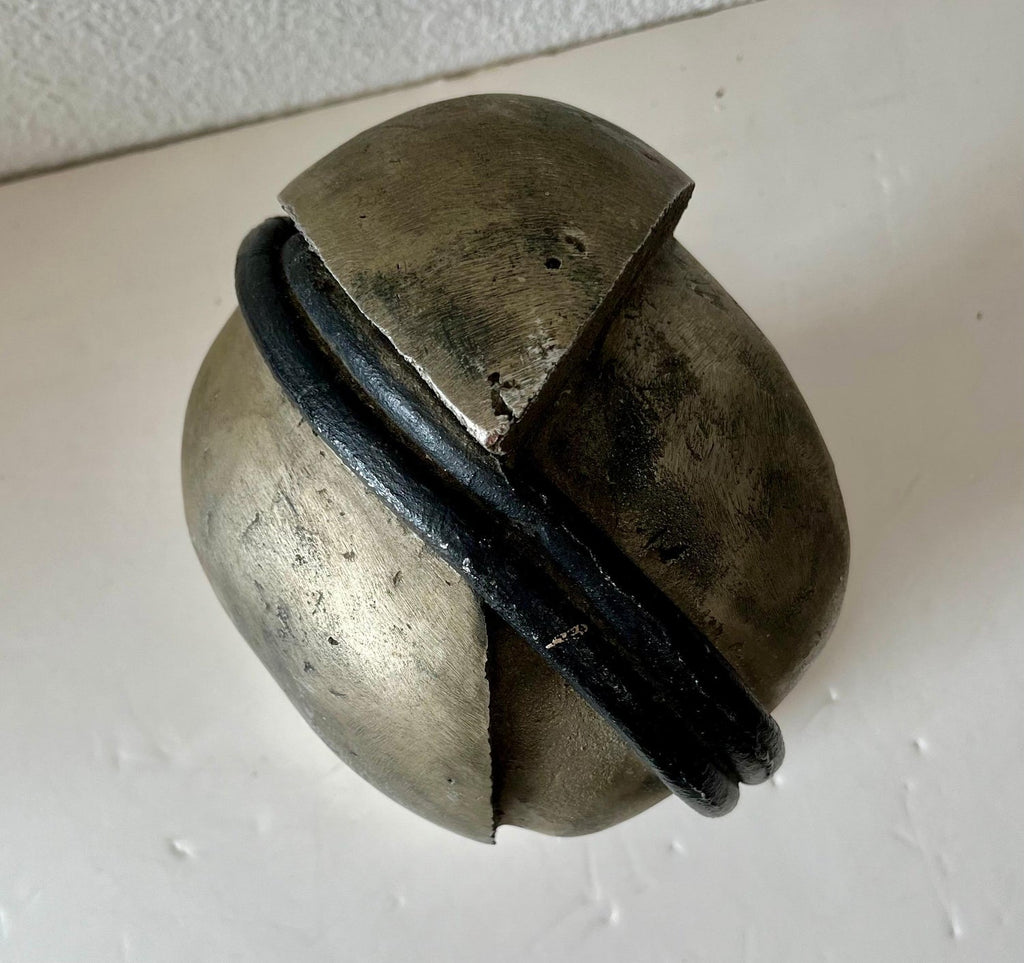Mod Brutalist Abstract Metal & Painting Heavy Sculpture Bust George Nama