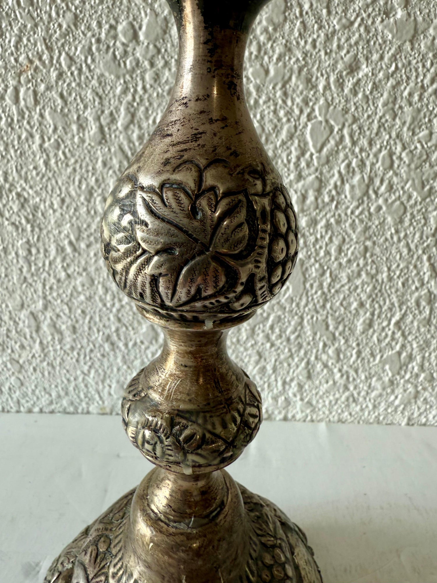 Rare 19th C. Antique Silver Judaica Shabbat Candlesticks Polish Russian, Szekman
