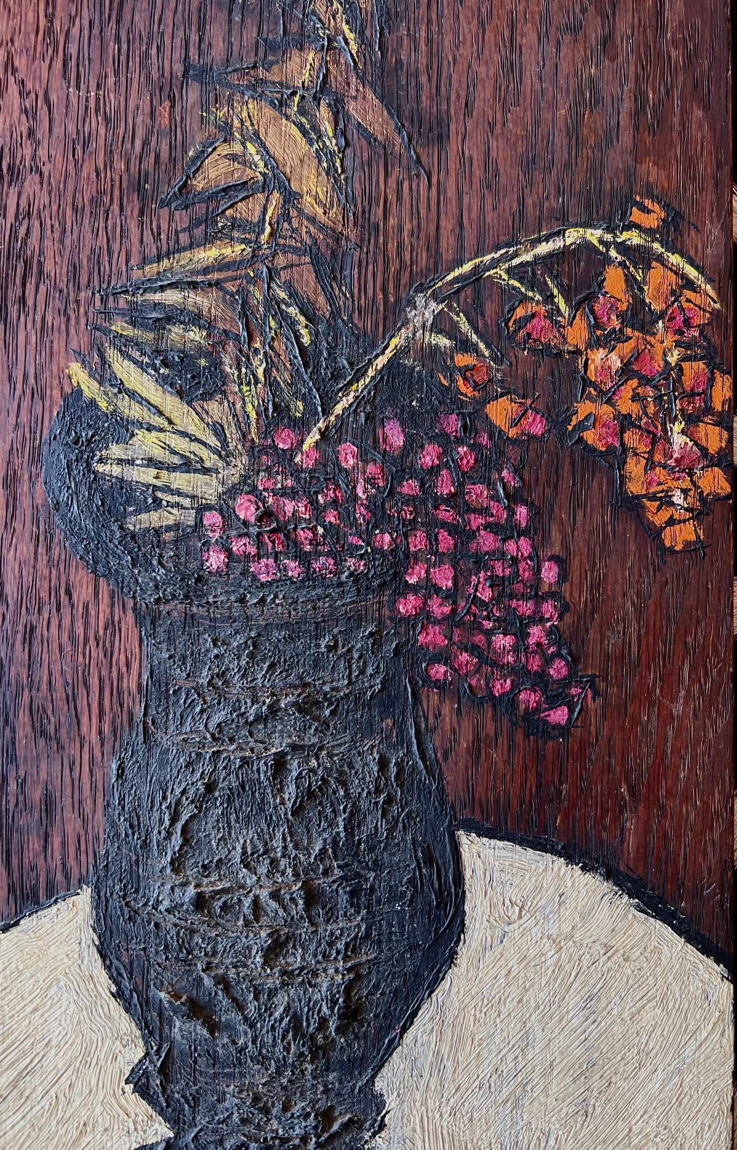 American Modernist Oil Painting Expressionist Vase, Flowers WPA Artist Ben ZIon