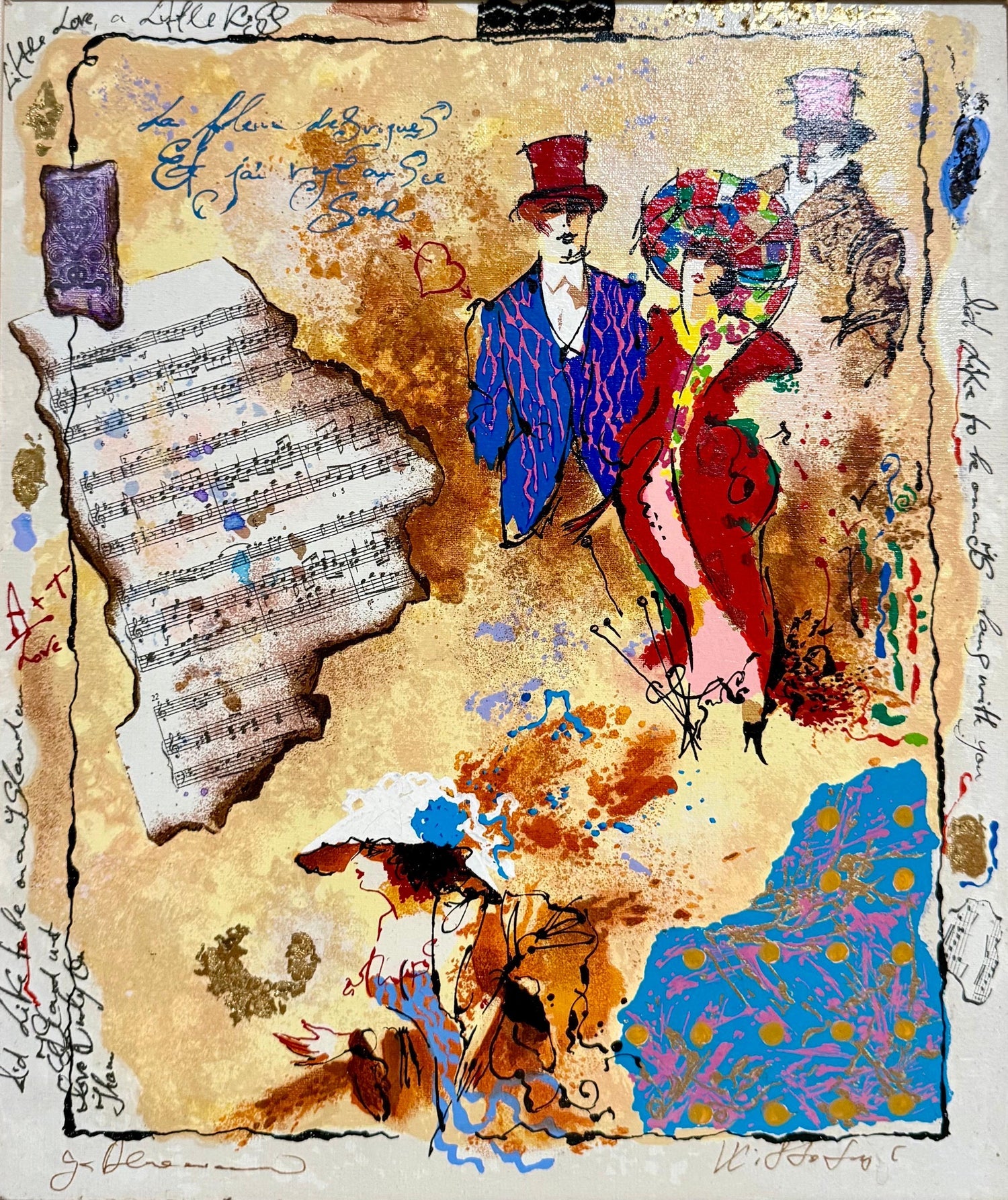 Silkscreen on Canvas Musical Belle Epoque Composition Alexander & Wissotzky