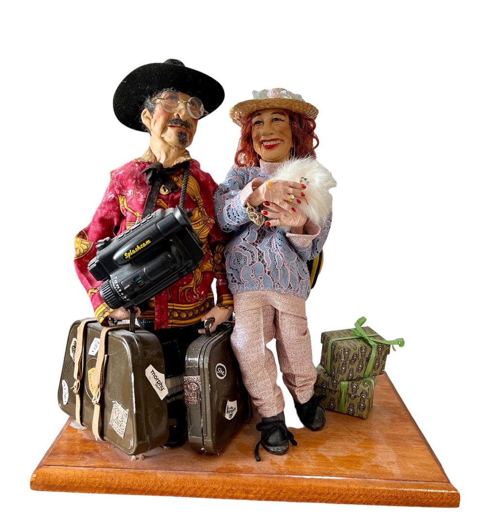 Hungarian Israeli Tourists Diorama Folk Art Doll Judaica Sculpture Magda Watts