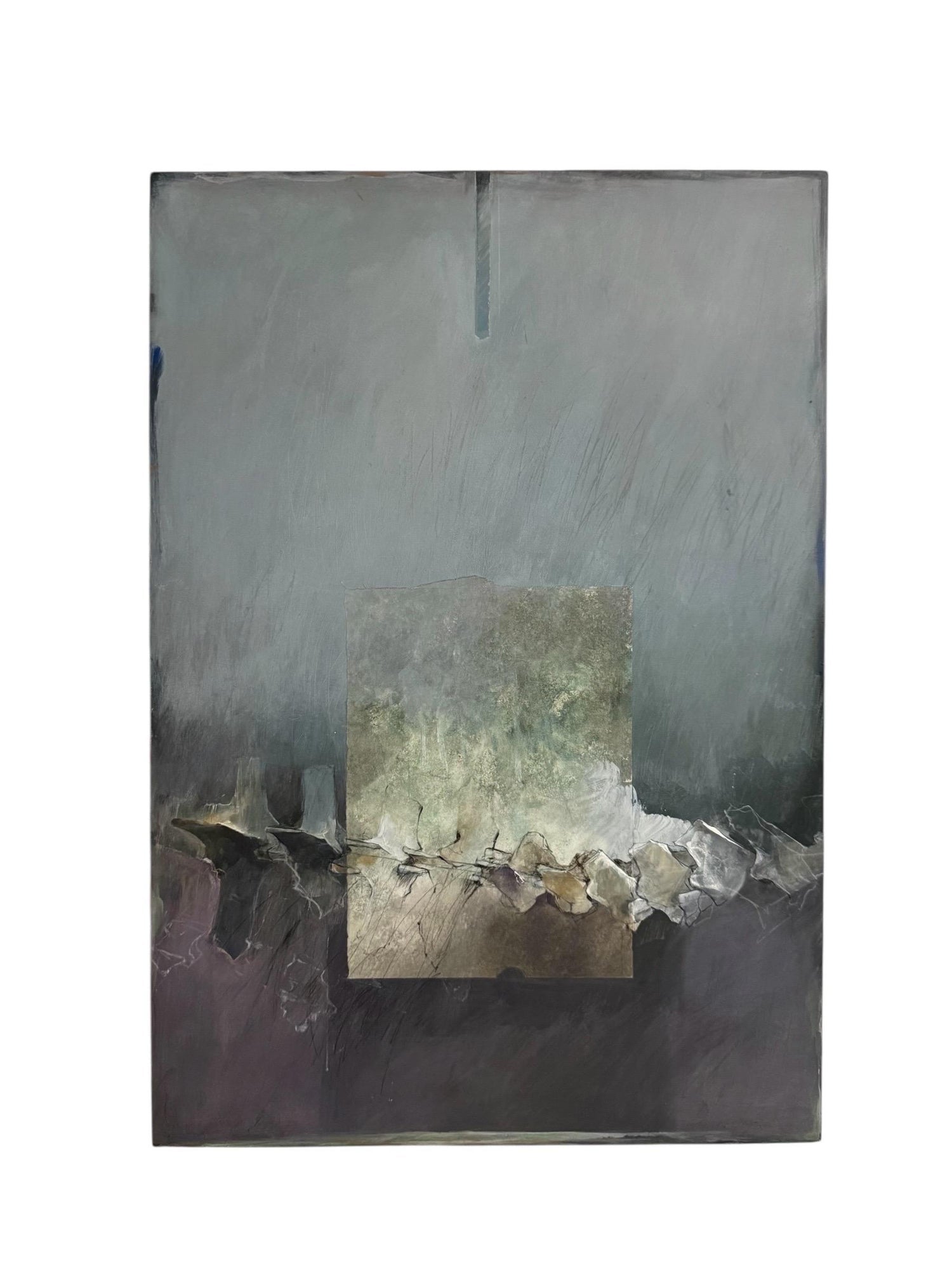 Mixed Media Asian Abstract Collage Painting Katherine Chang Liu Chinese American