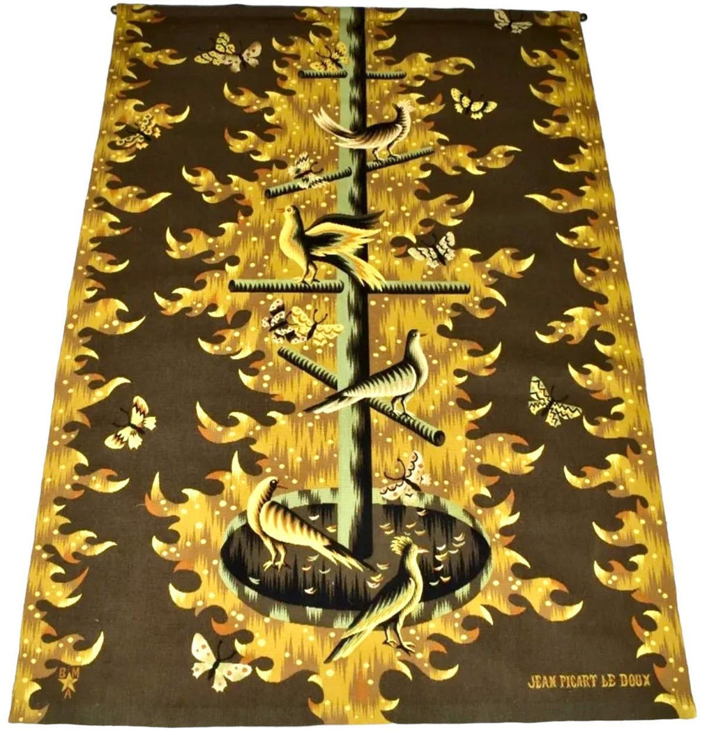 Art Deco French Modernist Handmade Aubusson Gobelin Tapestry Jean Picart Le Doux
