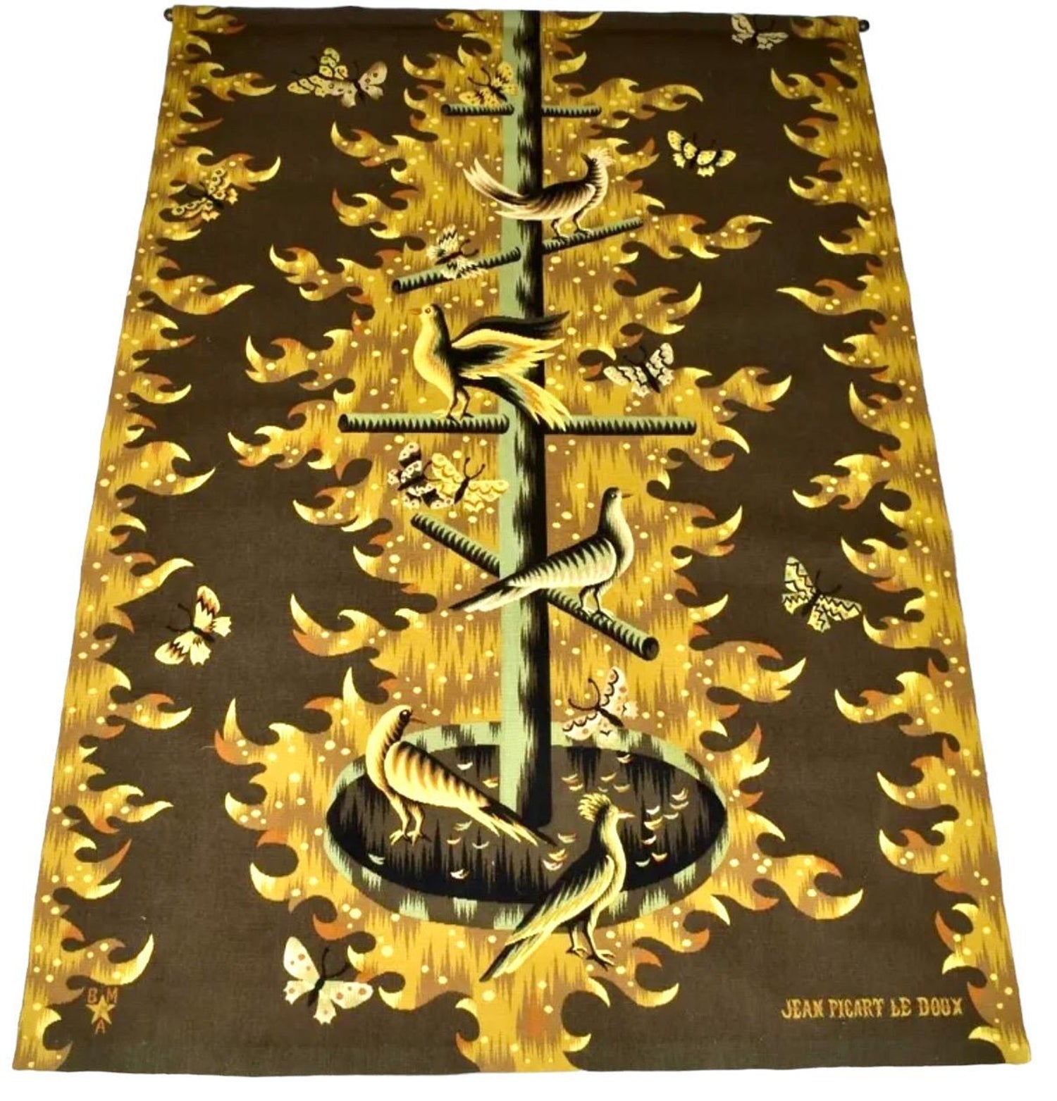 Art Deco French Modernist Handmade Aubusson Gobelin Tapestry Jean Picart Le Doux