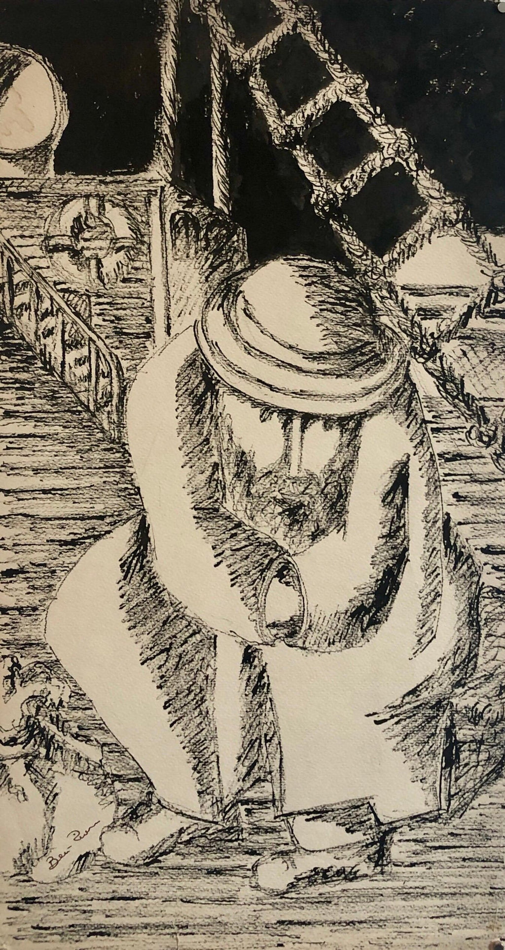 Biblical Prophet Etching American Modernist WPA Artist