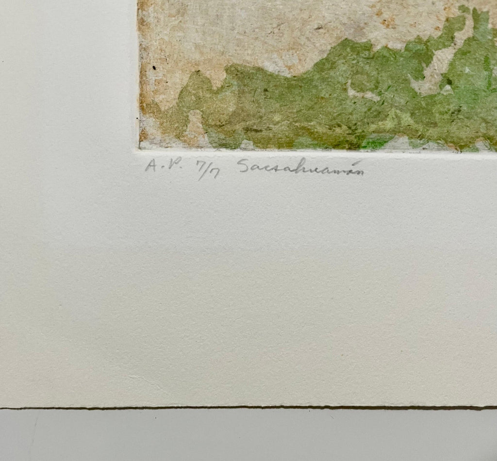American Modernist  Sacsahuaman Landscape Aquatint Etching Philip Pearlstein