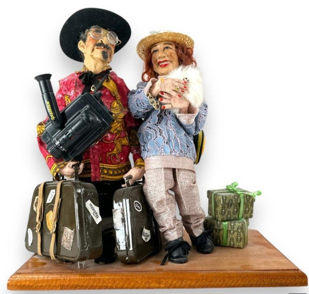 Hungarian Israeli Tourists Diorama Folk Art Doll Judaica Sculpture Magda Watts