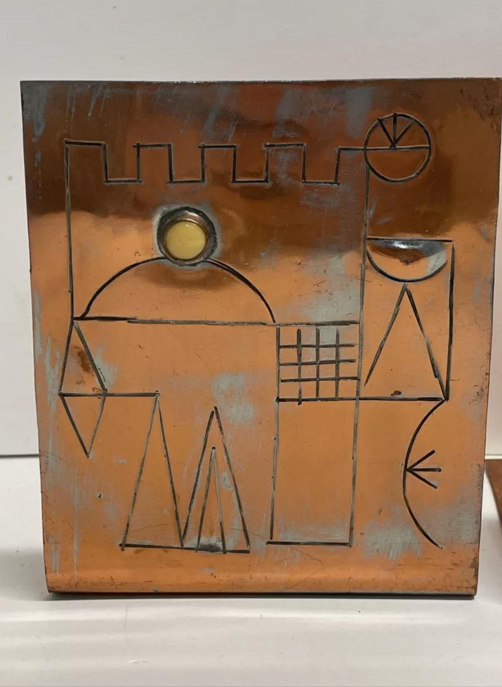 Israeli Mod Arts & Crafts Copper Sculpture Bookends Bezalel Schatz Yaad Studio