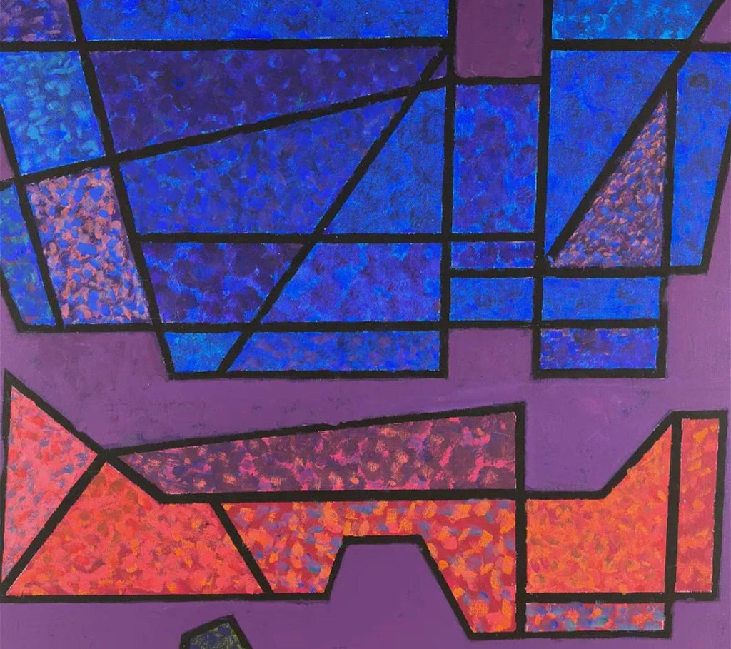 French Post War Geometric Abstract Oil Painting Kinetic Op Art Edgard Pillet