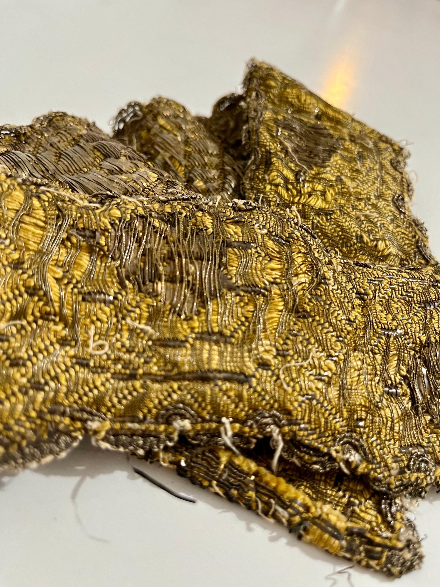 Rare Jewish Pre War Woven Gold Textile Embroidered Antique Judaica Tallit Atara