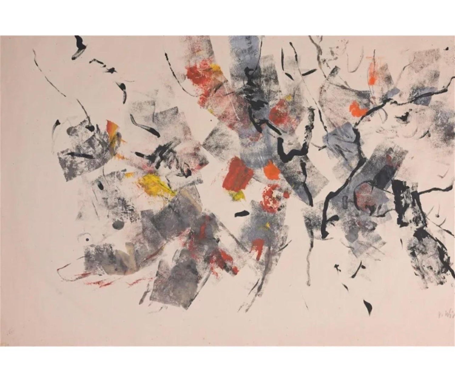 Large Abstract Expressionist Oil Painting on Rice Paper Modernist John Von Wicht