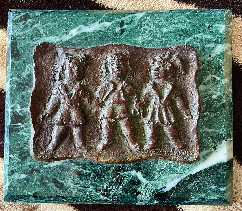 Three Girls Bronze Relief Sculpture Plaque Chaim Gross Modernist WPA Era Artist
