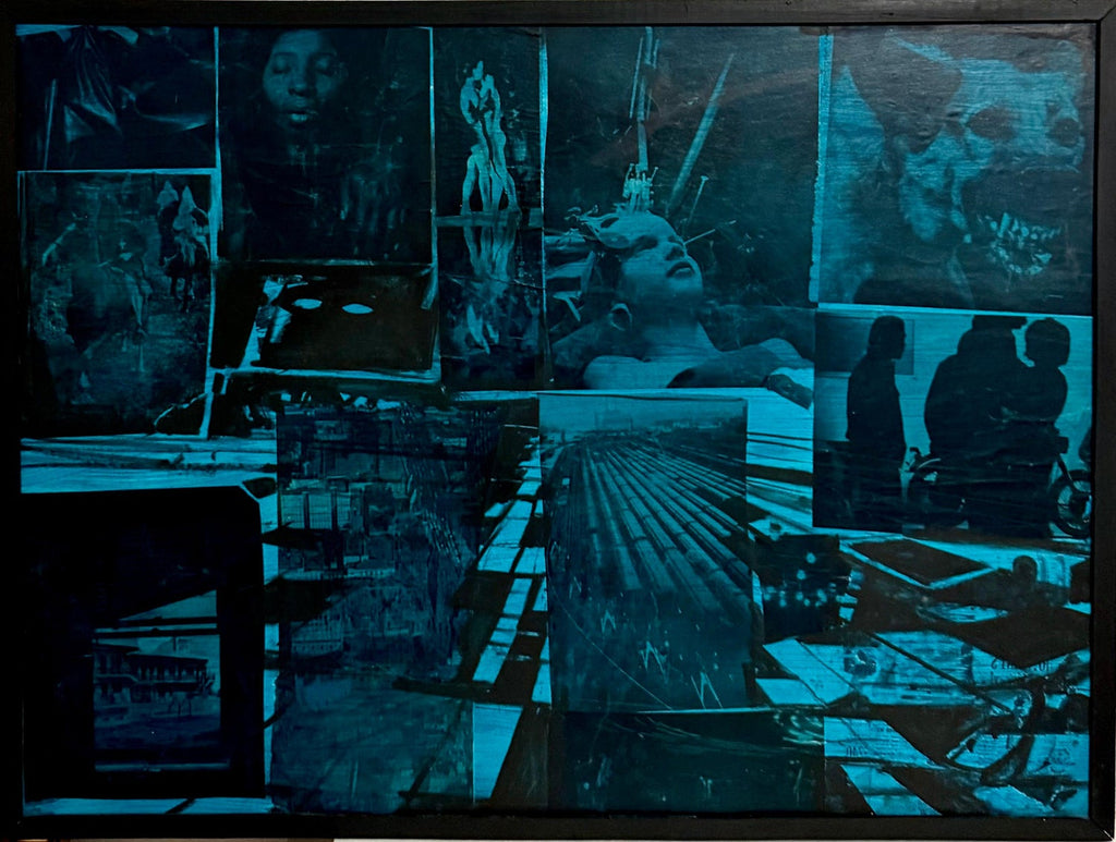 Mixed Media Outsider Visionary Art Polaroid Photo Collage Painting 2 sided