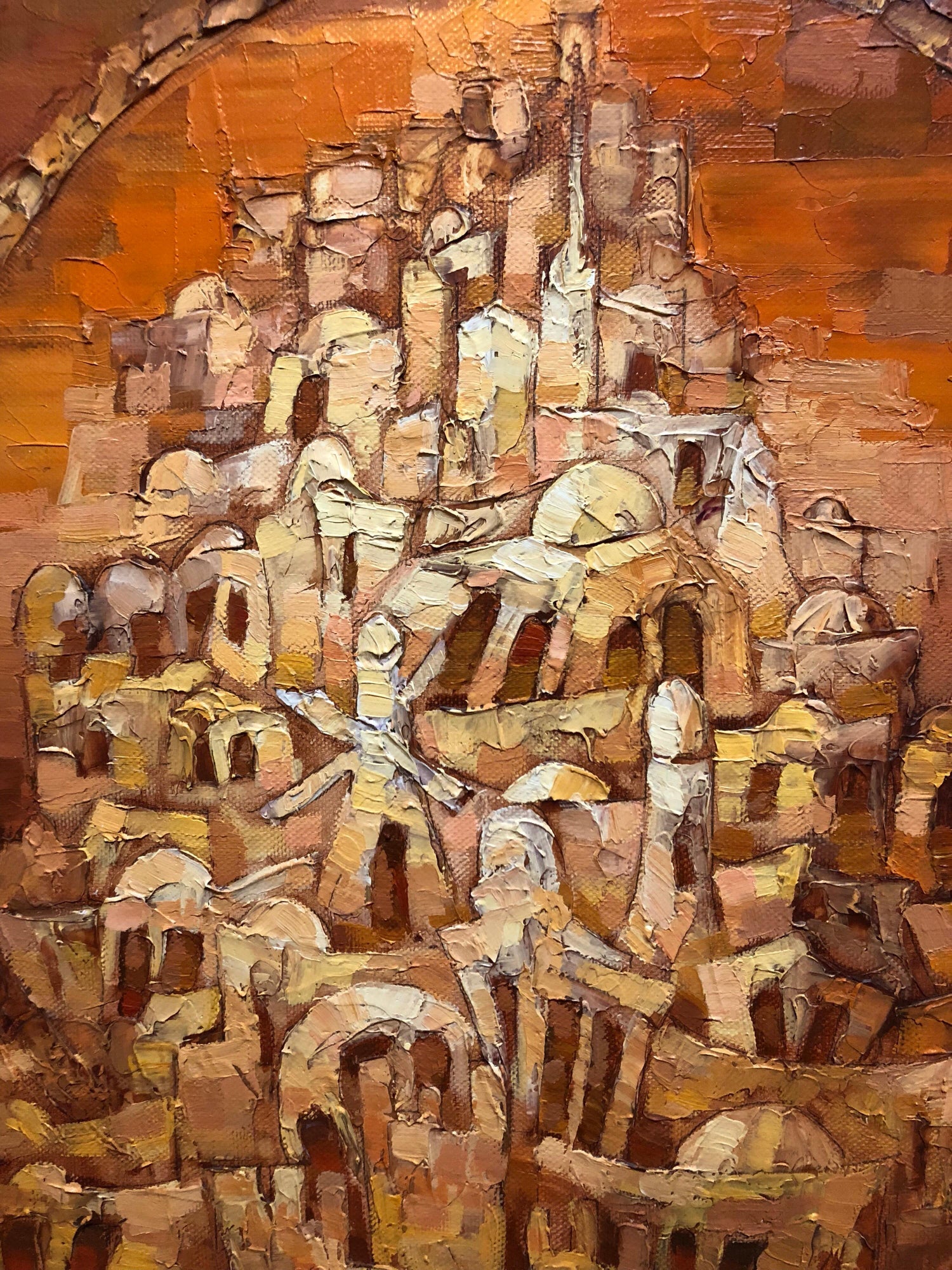 Old City Jerusalem Landscape Russian Israeli Judaica Oil Painting