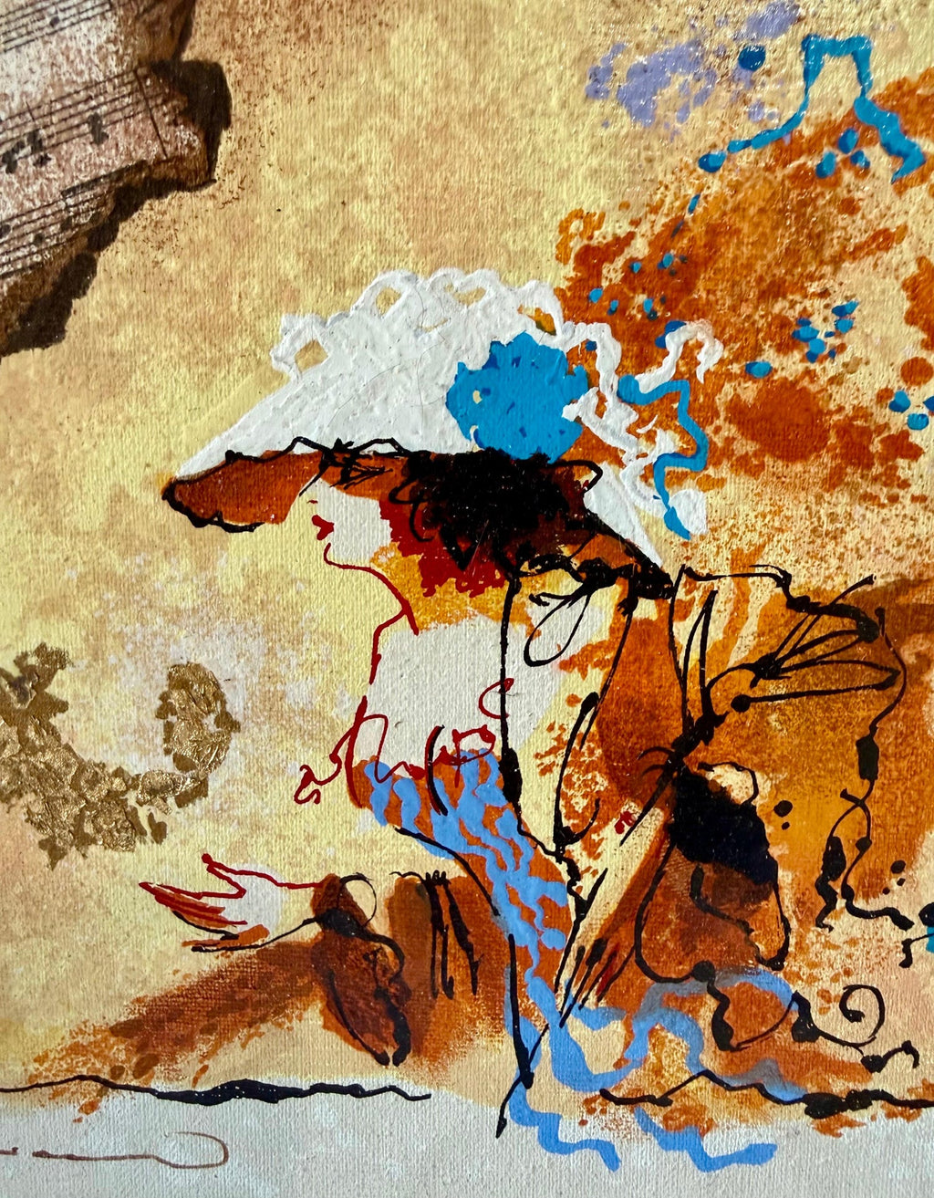 Silkscreen on Canvas Musical Belle Epoque Composition Alexander & Wissotzky