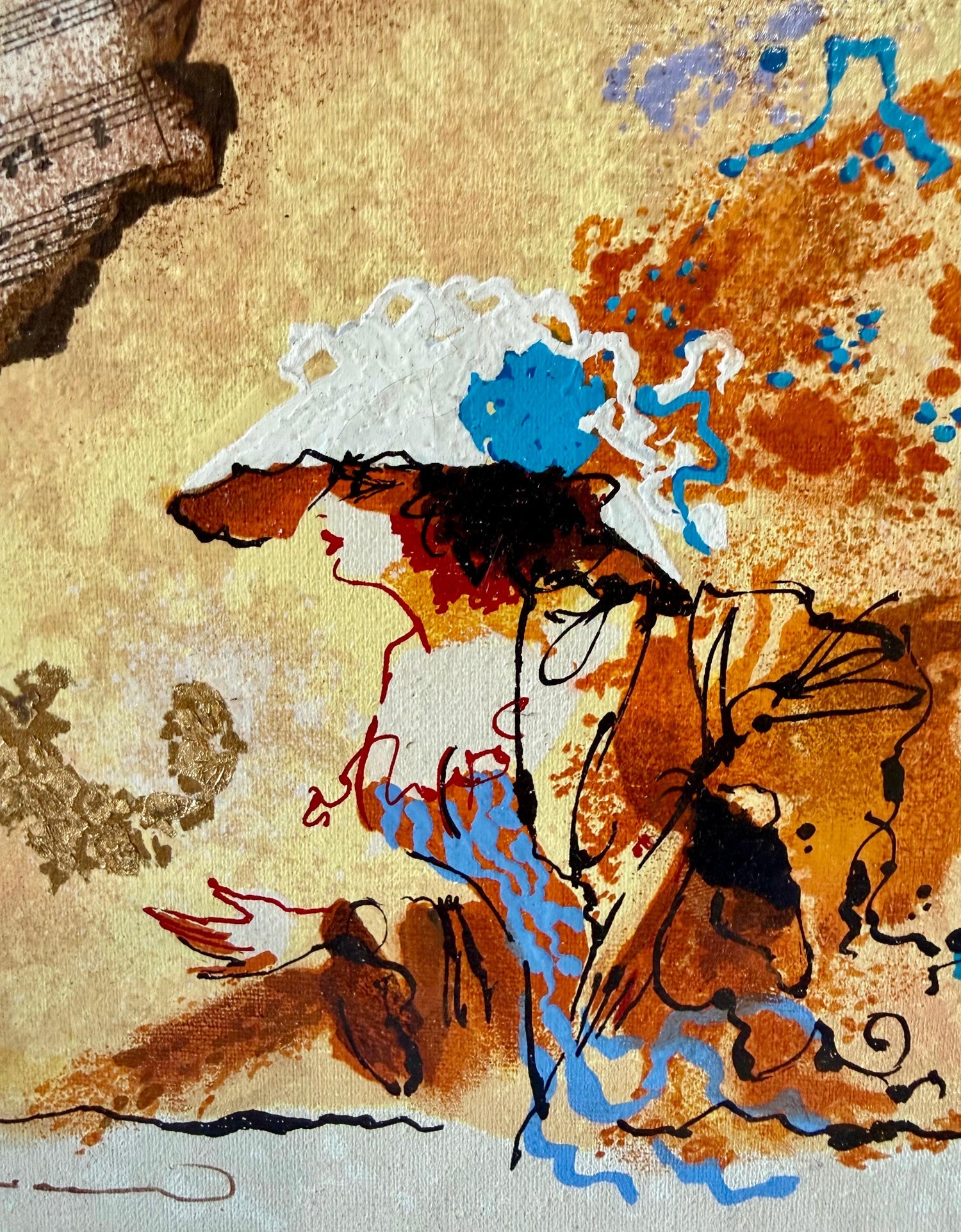 Silkscreen on Canvas Musical Belle Epoque Composition Alexander & Wissotzky