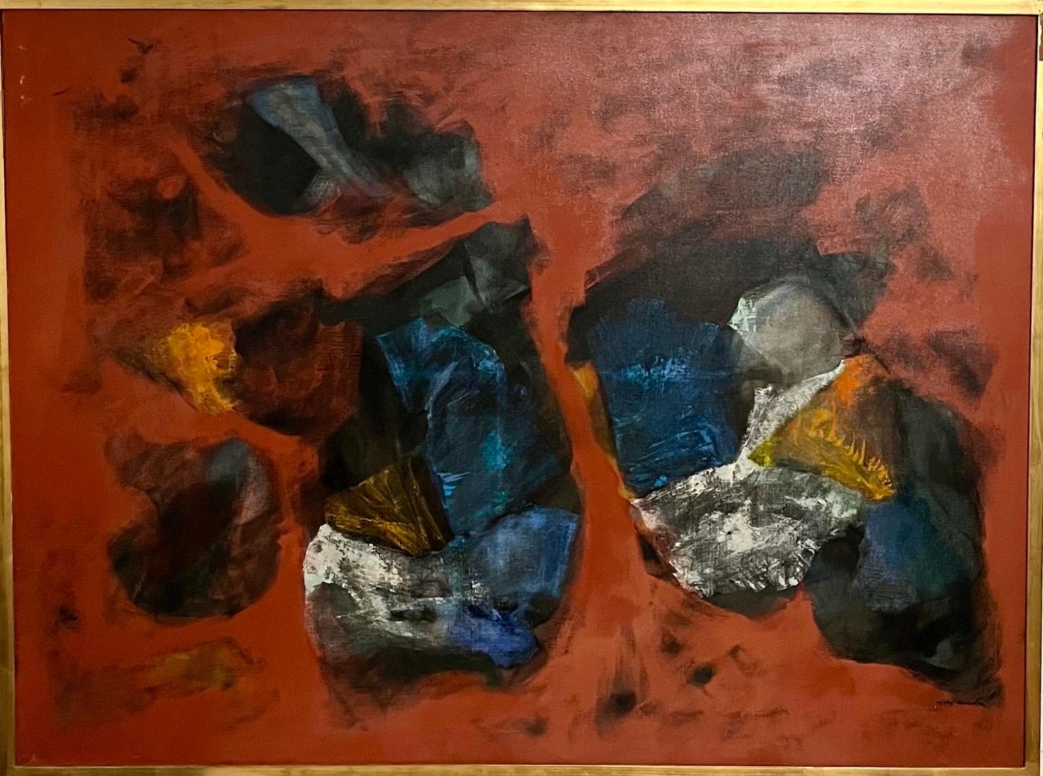 Large Polish French Abstract Expressionist Oil Painting Willy Mucha, Ecole Paris