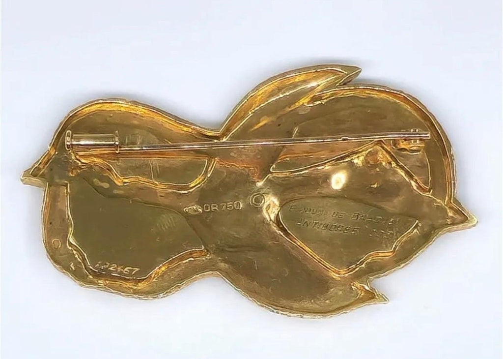 Rare 18 Karat Gold Enamel Georges Braque Sculpture Brooch