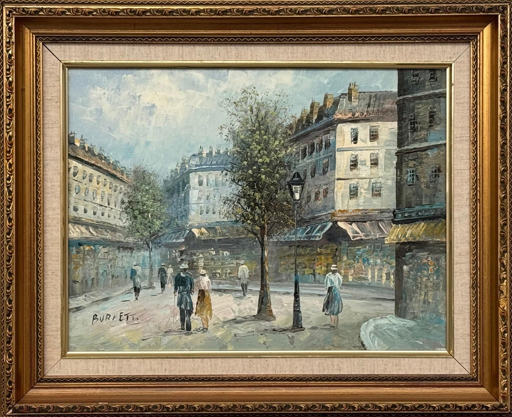 French Impressionist Oil Painting Elisee Maclet Paris Montmartre Street Scene