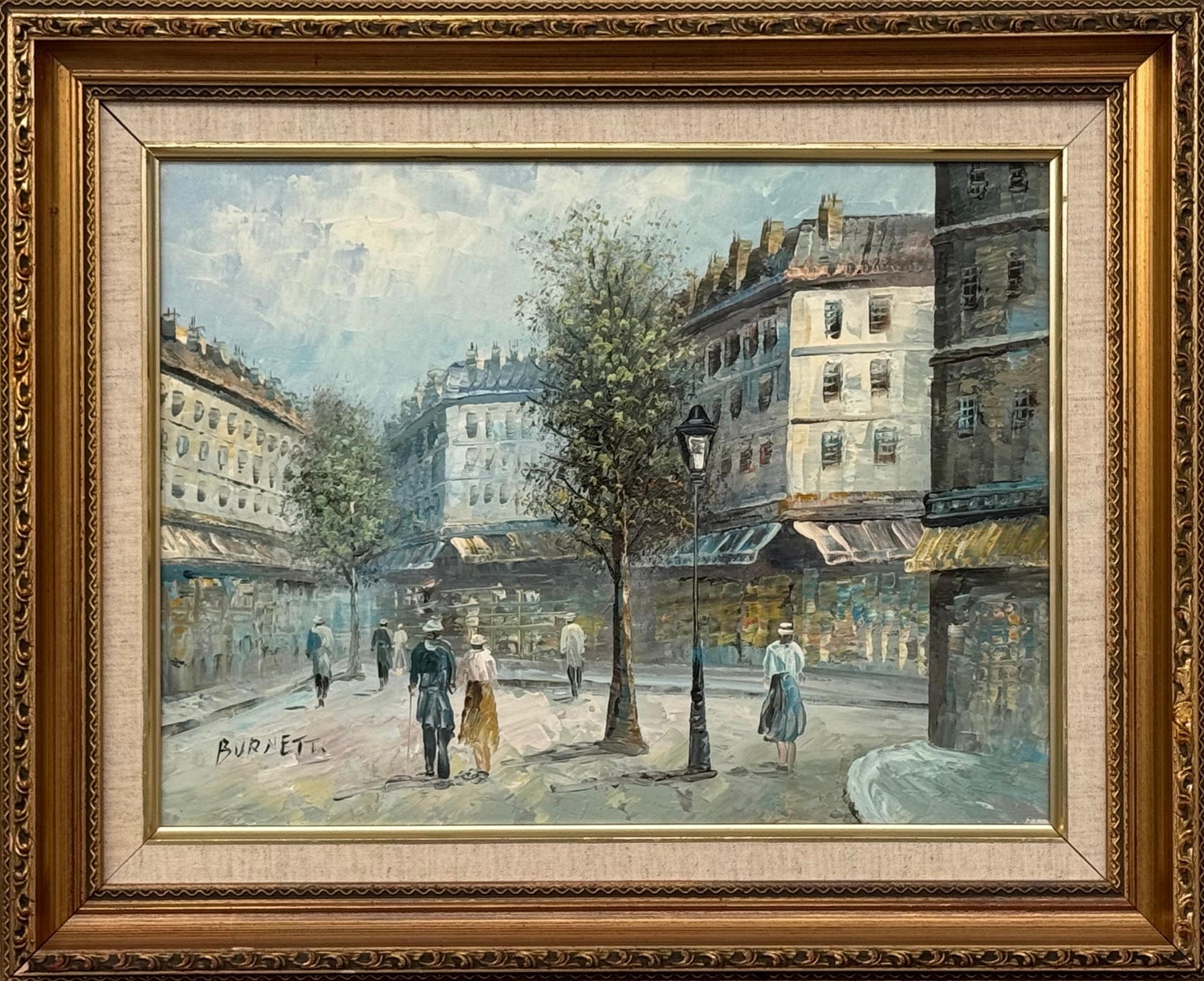French Impressionist Oil Painting Elisee Maclet Paris Montmartre Street Scene