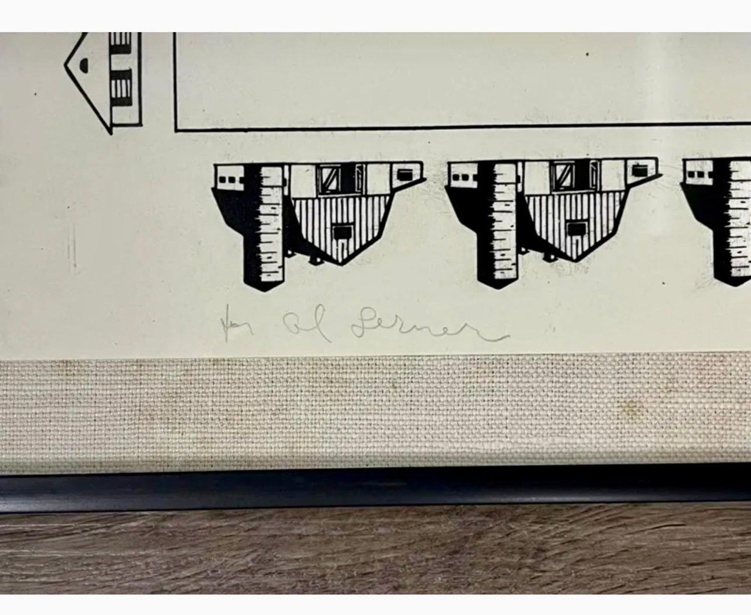 Rare Original 1967 Minimalist Mod Pop Art Allan D'Arcangelo Unique Ink Drawing