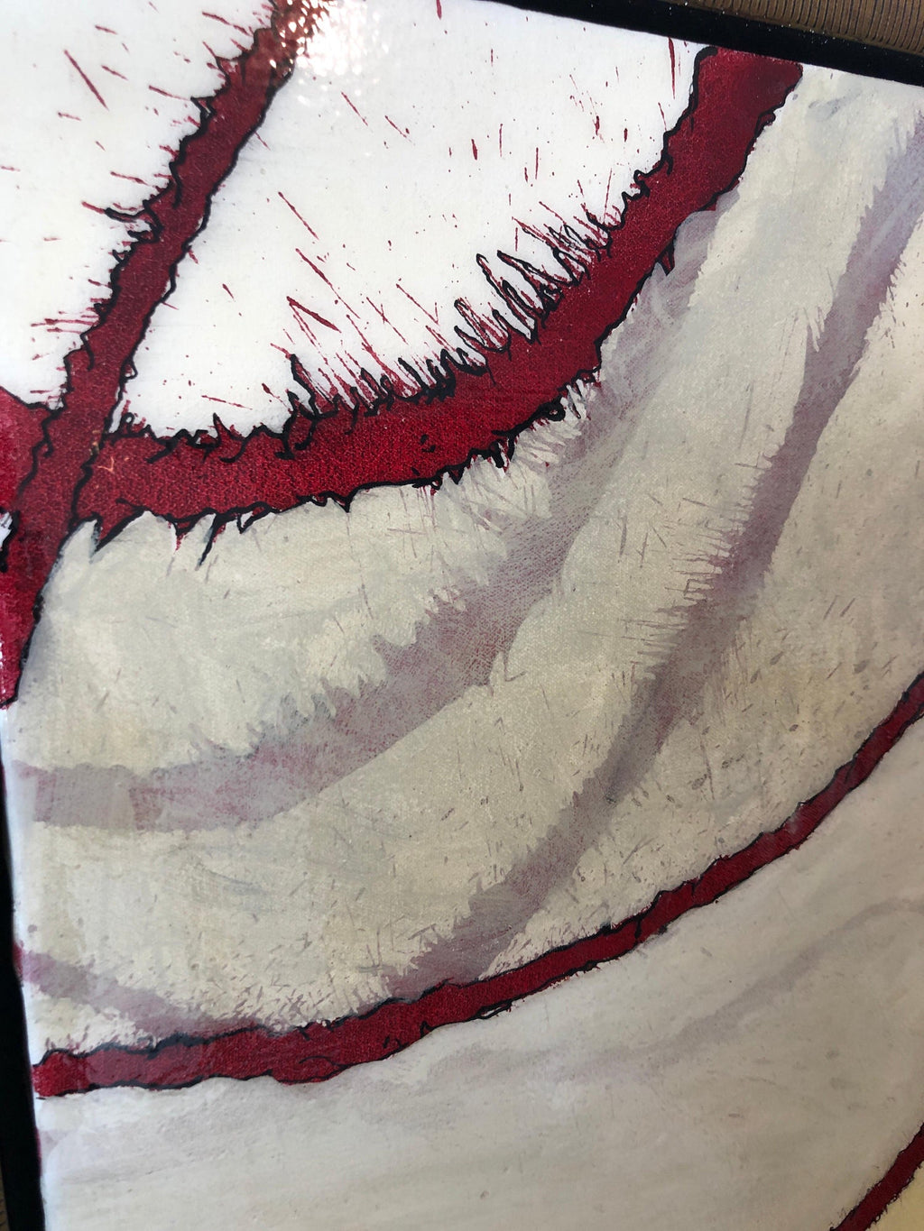 Large Abstract Mixed Media Lacquer Painting Stealthy Glow Scientific Abstraction