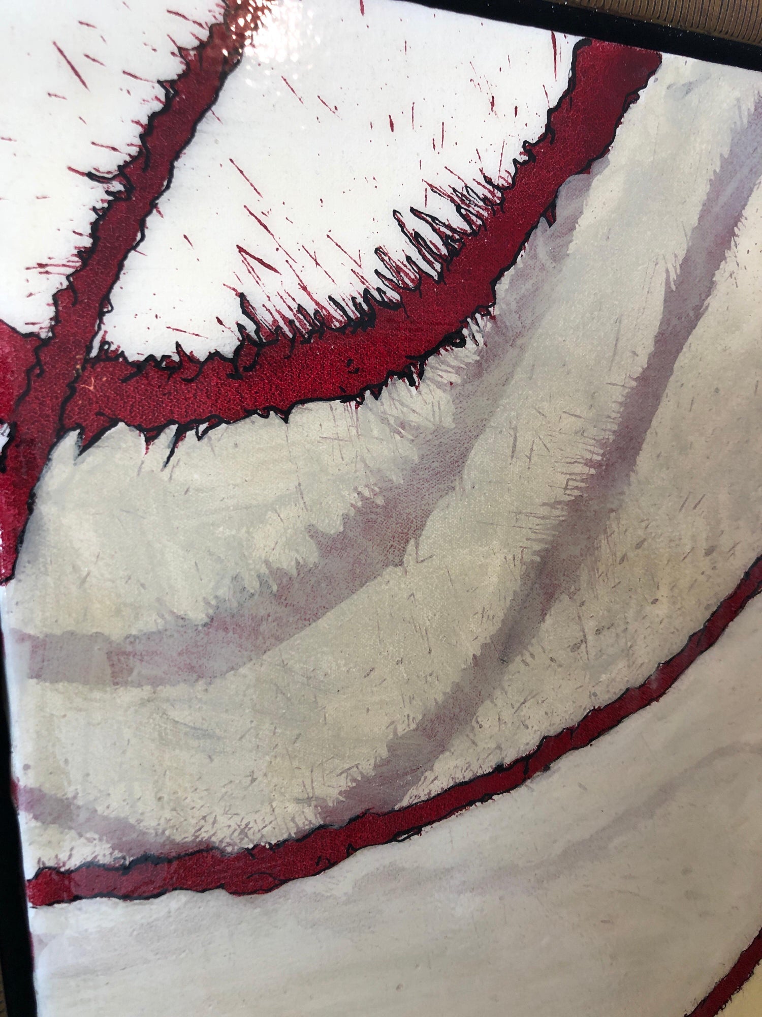 Large Abstract Mixed Media Lacquer Painting Stealthy Glow Scientific Abstraction
