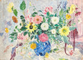 Large Bold Modernist Floral Bouquet Impasto Oil Painting Flowers Samuel Rothbort