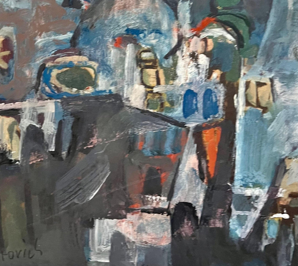Polish Israeli Abstract Vibrant Cityscape Tel Aviv Modernist Painting Mairovich
