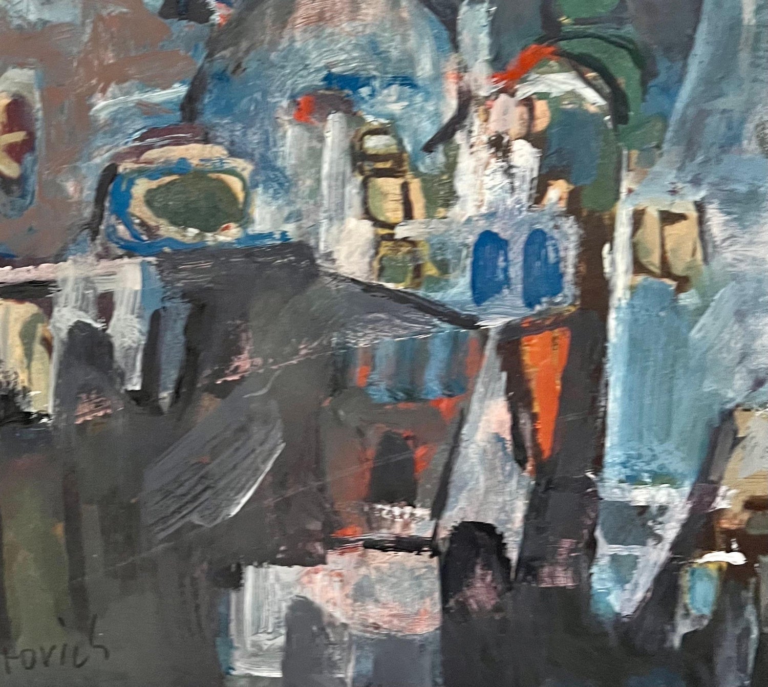 Polish Israeli Abstract Vibrant Cityscape Tel Aviv Modernist Painting Mairovich