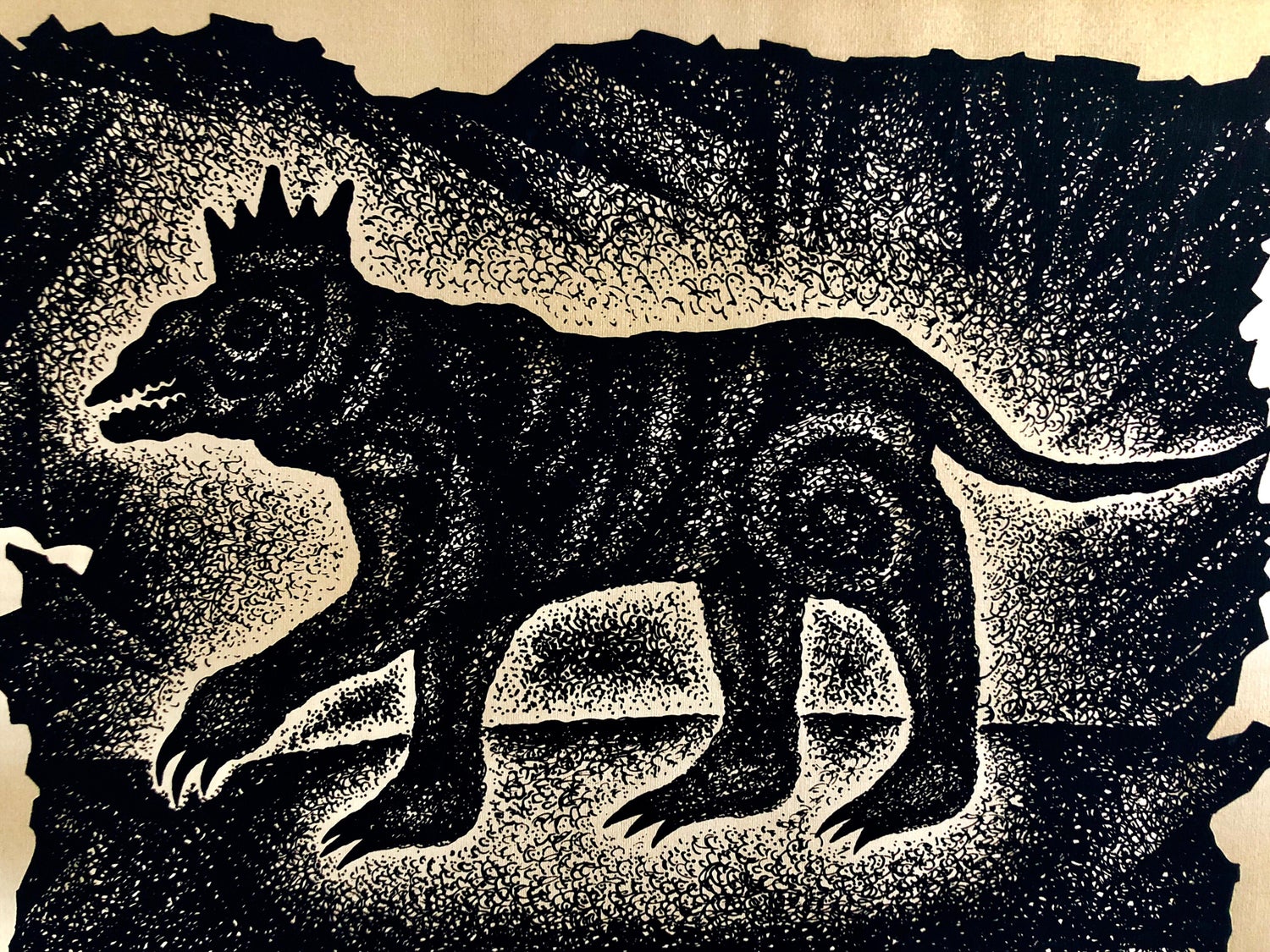 Large Post Soviet Non Conformist Russian Israeli Animal Beast Lithograph Print