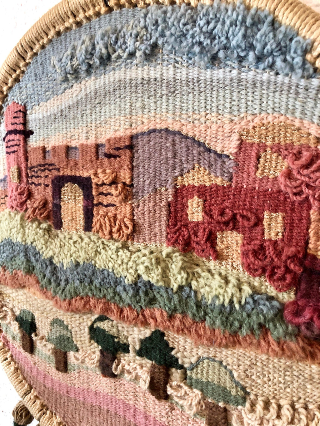 Jerusalem Wall Hanging Hand Embroidered tapestry Israeli Craft Judaica Folk Art