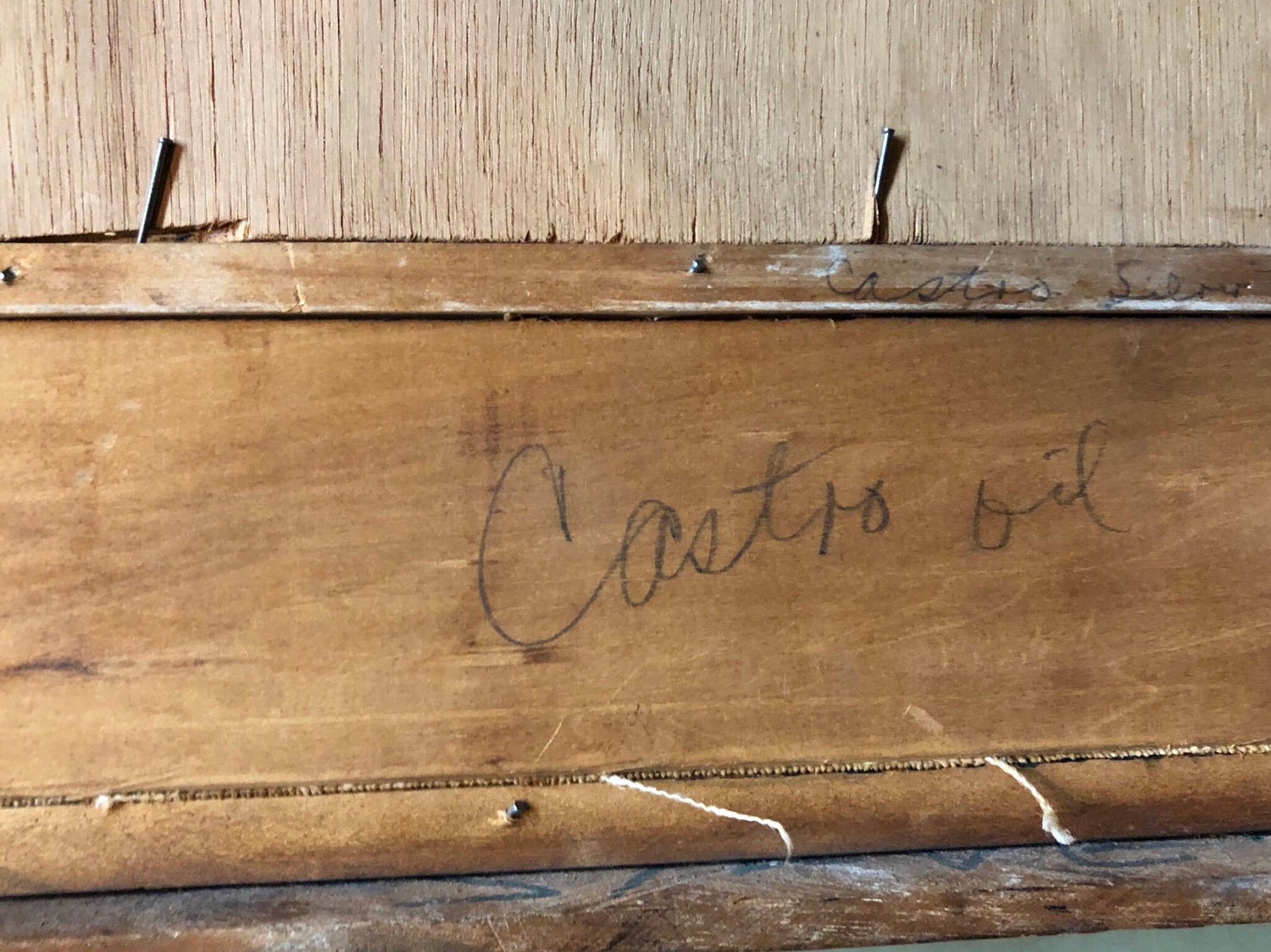 Signed Castro Abstract Expressionist 1960s Latin American Oil Painting Collage