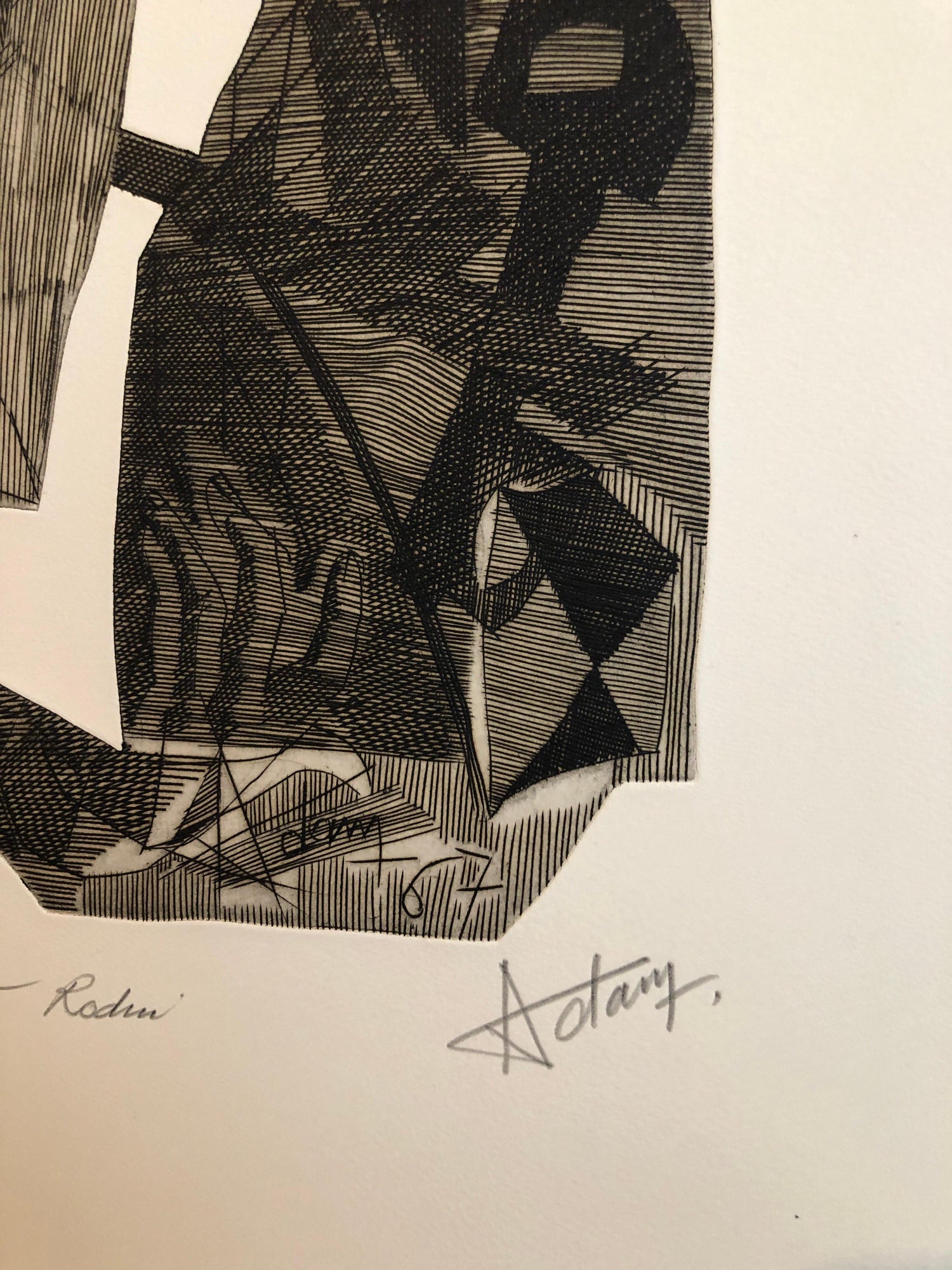 Surrealist Carborundum Etching, Homage a Rodin