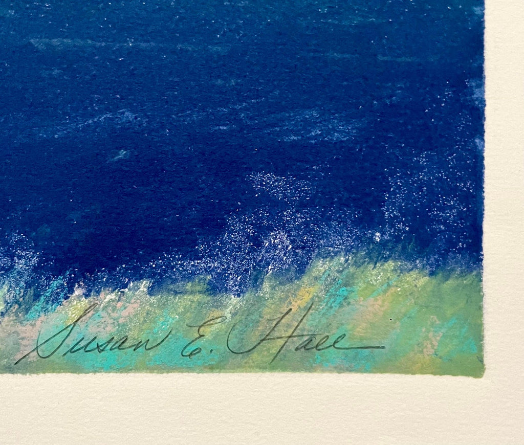 Large Monotype Monoprint Print Scenic Lake Landscape Susan Hall Woman Artist